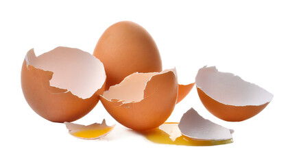 Broken eggshell isolated on transparent background.