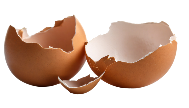 Broken eggshell isolated on transparent background.