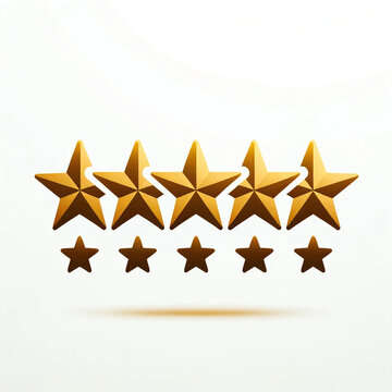 Minimalist schematic of five golden stars in a row, symbolizing luxury rating