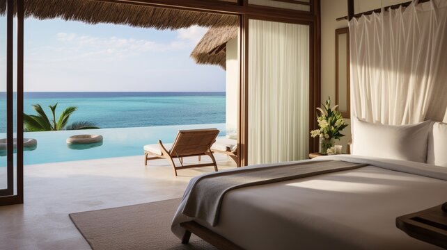 Luxury hotel bedroom sea resort side views pictures
