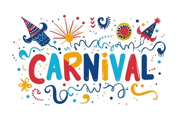 Joyful Carnival Greeting Card Design with Festive Inscription for Banners