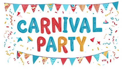 Joyous Carnival Lettering on a Vibrant Party Background for Greetings and Banners