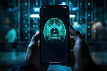 Foto op Plexiglas Cyber security and Security password login online concept Hands typing and entering username and password of social media, log in with smartphone to an online bank , data protection, Generative Ai © Amir