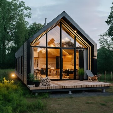 Modern architecture forest tiny cabin house pictures