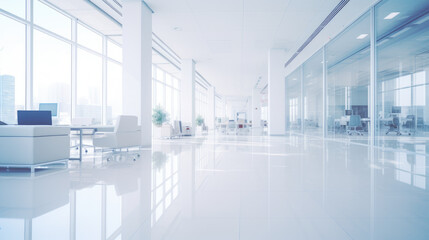 White clean glass working office interior image background - obrazy, fototapety, plakaty