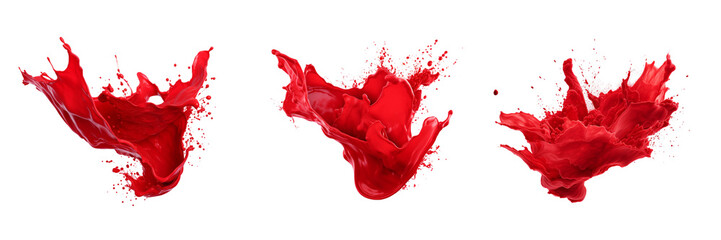 Set of red color plastic paint isolated on a transparent background