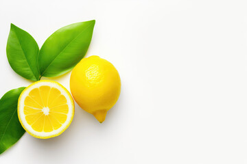 Whole and slice lemon, isolated white background