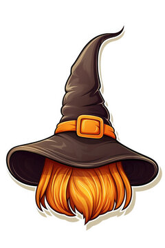 Witch hat halloween sticker