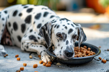 Housebound Hound: Dalmatian's Outdoor Feeding Ritual