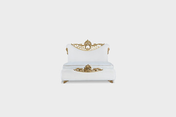 classic bed isolated on white background .
