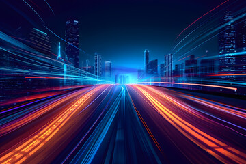 Futuristic City Lights in Motion - Generative AI