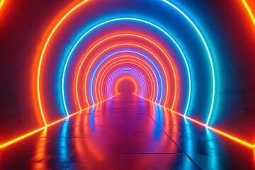 Vibrant Abstract Background with Neon Circles - Generative AI