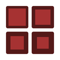 Round Corner Square Stroke Red Shapes