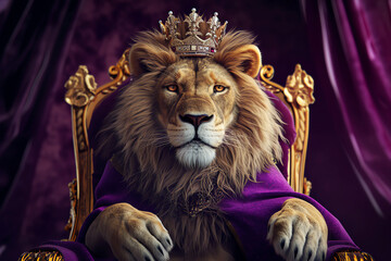 king lion on the throne, AI generated