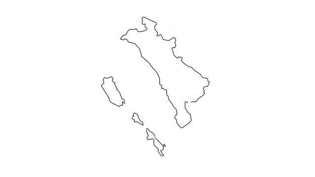 animated sketch map of West Sumatra province in Indonesia