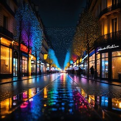 As the rain cascaded down the colorful modern streets of Paris, the abstract bokeh of street lights...
