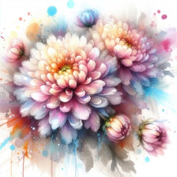 Watercolor Dahlias: Artistic Blooms in Delicate Hues