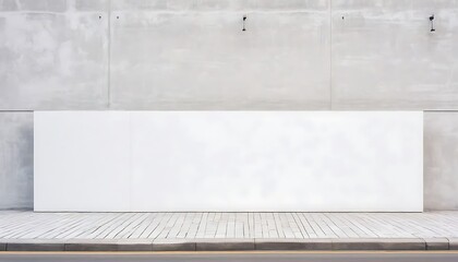 City street with long concrete wall covered in white plaster featuring copy space and mockup