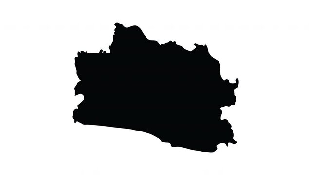 Animation forms a map of West Java province in Indonesia