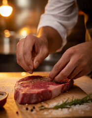 Fresh Raw Meat Slice on Cutting Board