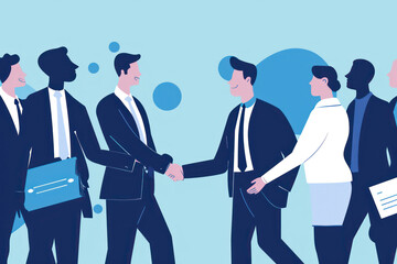 Obraz premium business man shaking hands with other people on the background