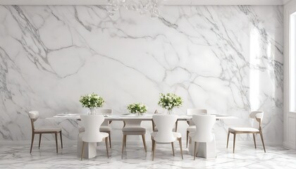 White marble with pattern wall, design wall, dinning room,nobody, 3d rendering illustration background - obrazy, fototapety, plakaty