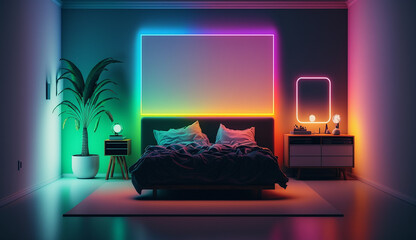 Modern home neon luxurious master bedroom decor interior design