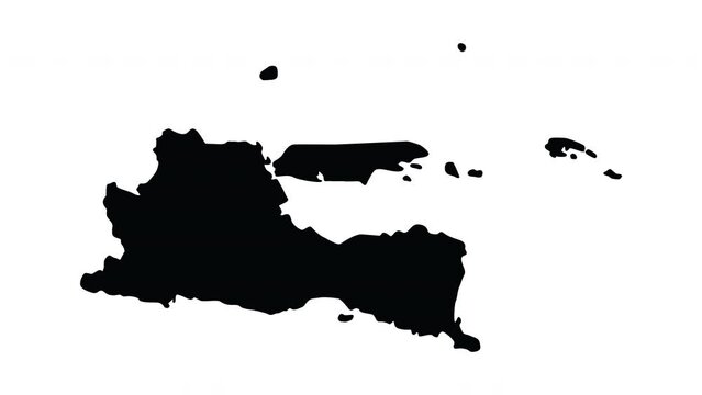 Animation forms a map of East Java province in Indonesia