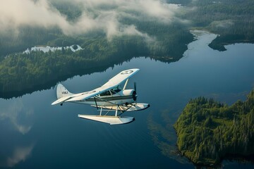 Vintage seaplane adventure over pristine lakes