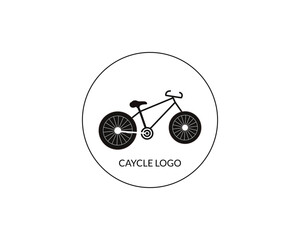 Single line logo of bike on isolated white background design.