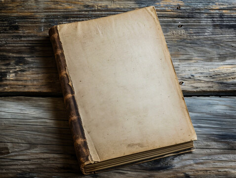 Old book on a wooden background. Vintage book on a wooden background.
