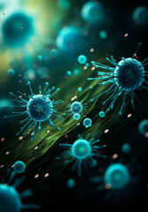 Fototapeta premium illustration of SARS-CoV-2 coronavirus infection.