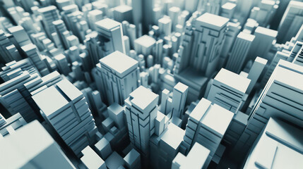 very modern look full of cubes and buildings