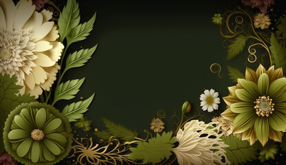 Olive color flowers border background picture