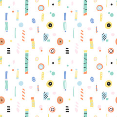 Geometric shapes, seamless vector pattern. Design elements for children's textiles