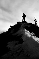 hiker in the mountains with cross