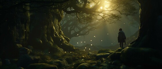 
A young apprentice druid discovers a hidden grove pulsating with ancient magic. Write their journey to harness its power and protect the forest from encroaching forces - obrazy, fototapety, plakaty