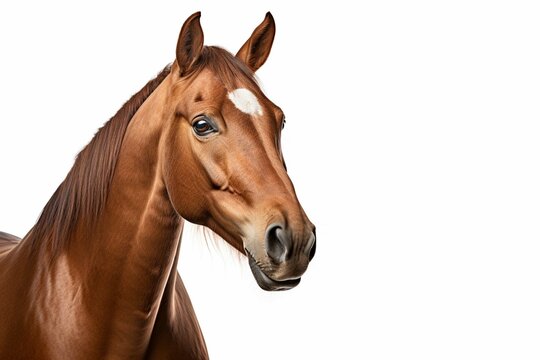 
Bay horse isolated on white background photography