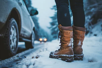 Fotobehang Winter Roadside Challenge - Generative AI © Martin Lang