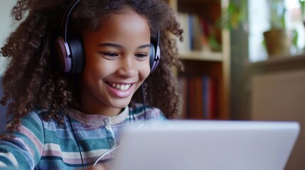 Young Black Female Student Engaging in Online Study Generative AI
