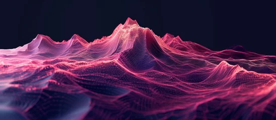 Poster mountain shaped wave on black background with pink colors © olegganko