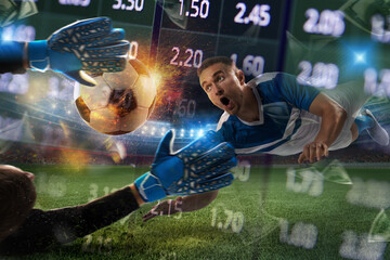 Online football bet and analytics and statistics for soccer game - obrazy, fototapety, plakaty