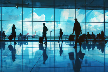 silhouettes of business people at an airport