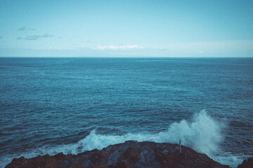 Horizon and blue sea with waves
