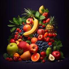 Naklejka na ściany i meble Fruits and Vegetables Collage Design