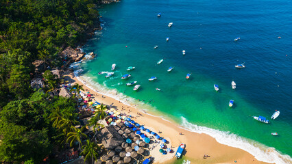 Mismaloya Beach resort town near Puerto vallarta aerial of riviera Nayarit Mexican tourism