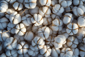 Natural Cotton Bolls Full Frame, Soft White Fluffy Texture