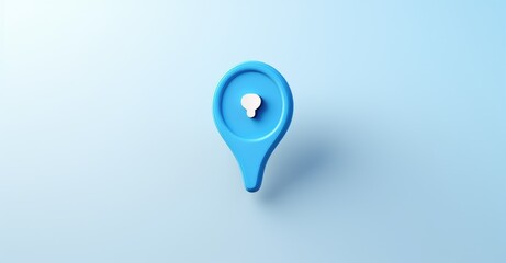 Blue geolocation marker on the map in 3D style. Navigation system. Pin