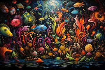 Obraz na płótnie Canvas Vibrant backdrop featuring furious creatures. Generative AI
