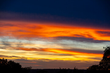 Idyllic multicolored sky at dawn in a panoramic setting